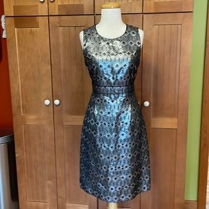 Tory Burch sliver/black metallic sleeveless dress size 8